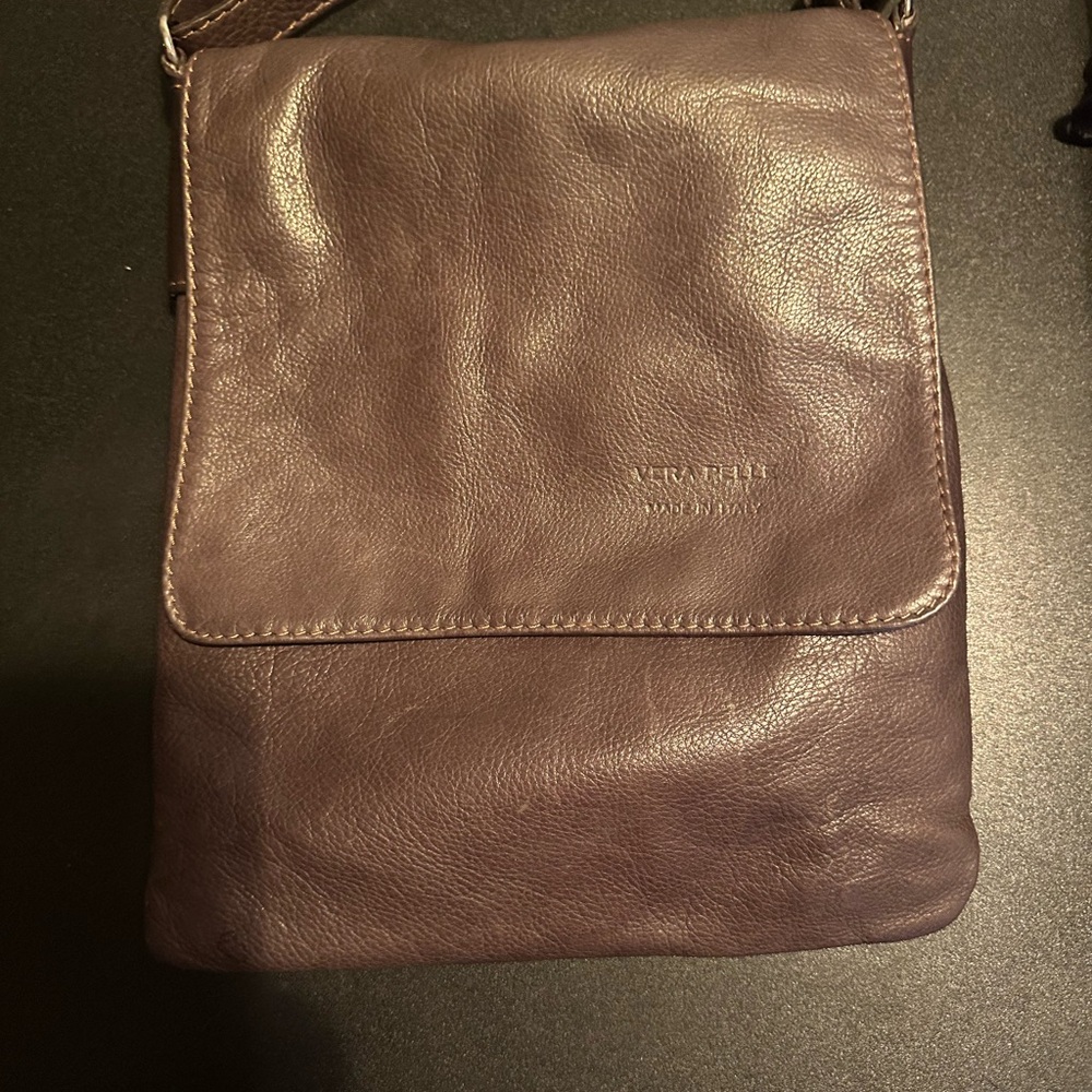 Vintage Vera Pelle Genuine Leather Crossbody Messenger Bag - Picture 2 of 3